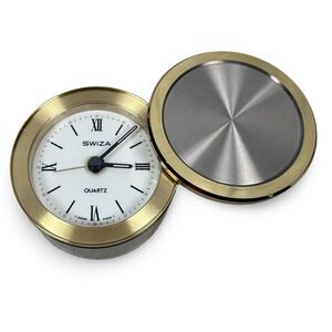 Swiza 200570 Swiss Quartz Travel Alarm Clock Gold Roman Numeral PARTS OR REPAIR